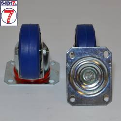 Roulette pivotante 100mm caoutchouc sur platine › Sept7