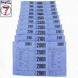 Ticket pressing T3V X1000 couleur bleu hydrorésistant numéroté