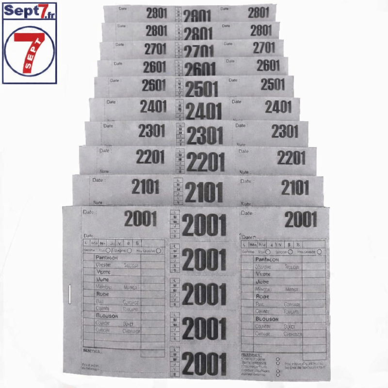 Ticket pressing T3V gris hydrorésistant pour pressing x1000