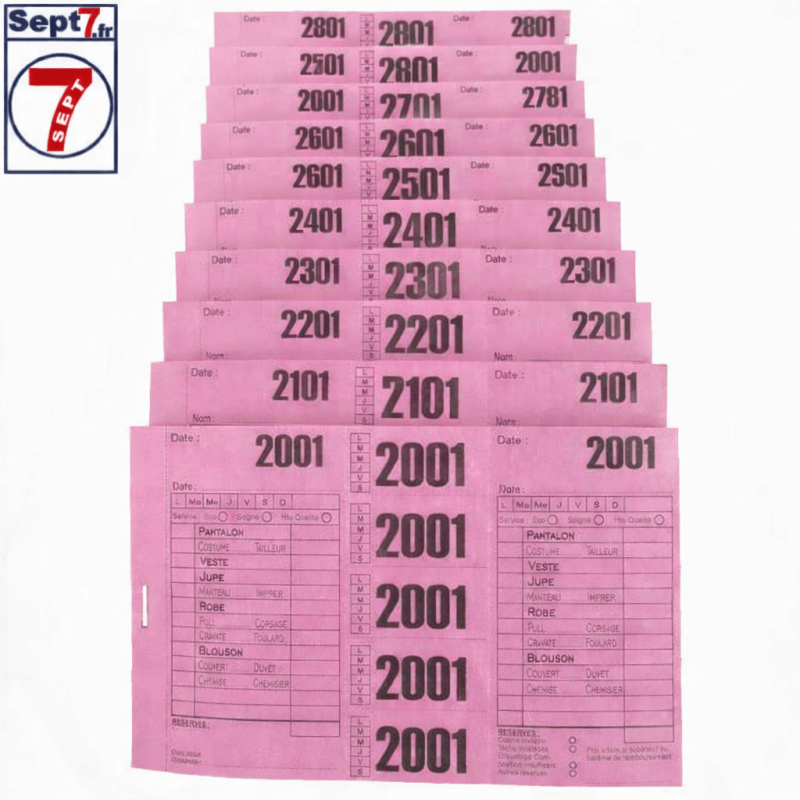 Ticket pressing T3V rose hydrorésistant numéroté