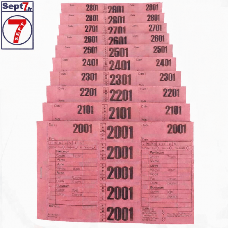 Ticket pressing T3V rouge clair hydrorésistant x1000